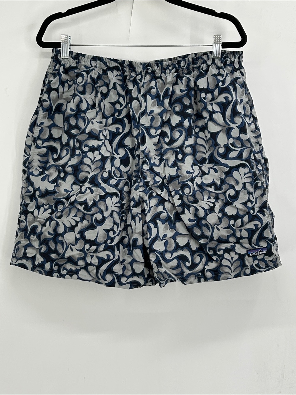 Patagonia Shorts Baggies Blue Gray Floral Print Vintage Y2K Lined Size XL
